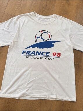 Gildan White France 98 World Cup Tee with Blue and Red Graphic